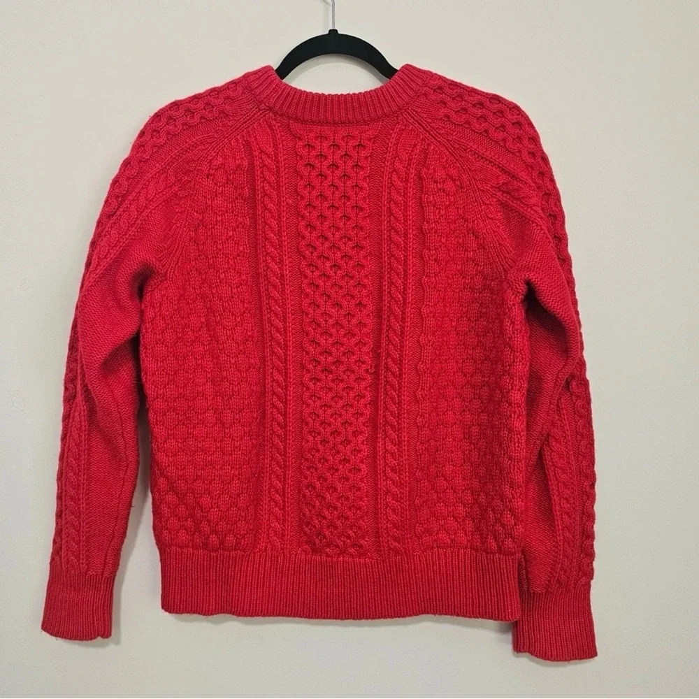 2018 Holiday J. Crew‎ Popcorn Cable Knit Sweater Fire Red XS